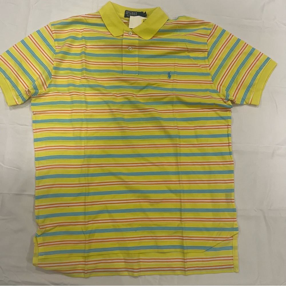 Polo by Ralph Lauren knit stripe button polo. Yellow. Brand new never worn. Sz L